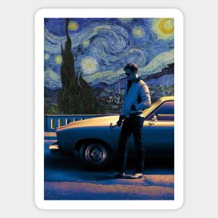 Vincent Van Gogh's Starry Night and Ryan Gosling in Drive Sticker